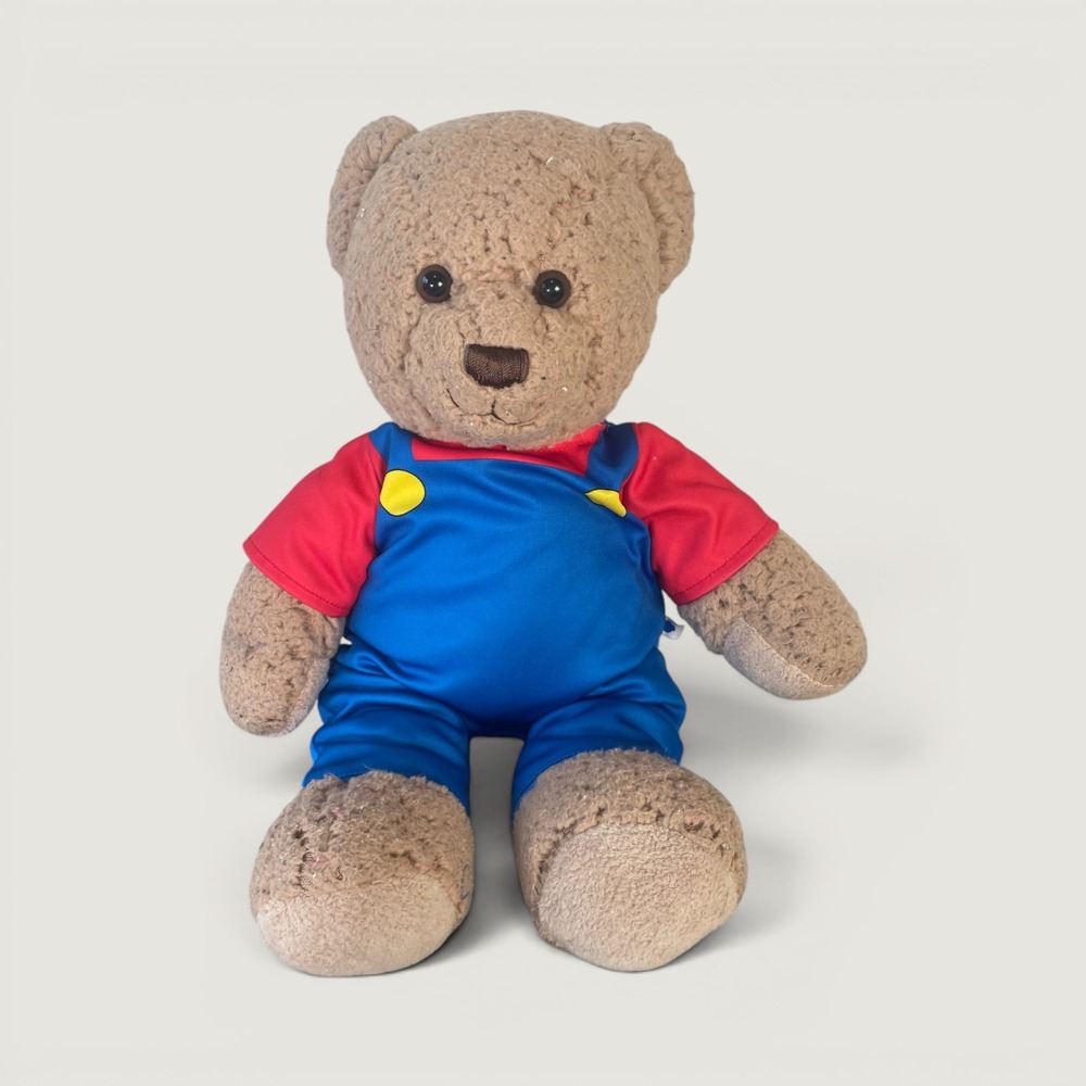Build-A-Bear Workshop Nintendo Super Mario Bros Plush Teddy Bear 16" Brown Red